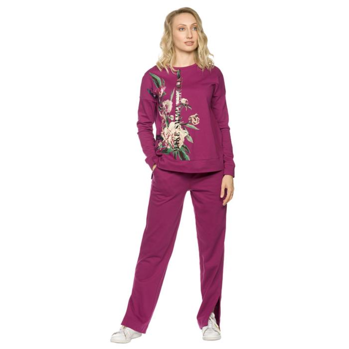 Комплект из свитшота и брюк женский, размер XS, цвет пурпурный комплект из свитшота и брюк для девочек рост 86 см цвет розовый