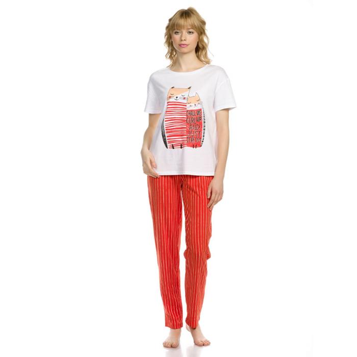 цена Комплект из футболки и брюк женский, размер XXS, цвет белый