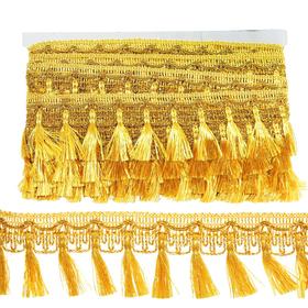 Тесьма золото с кисточками, ширина 5 см, в упаковке 10 м