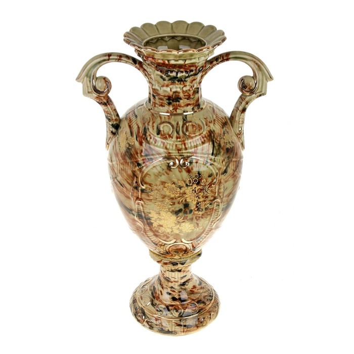 Ваза напольная "Каскад" малахит, коричневая