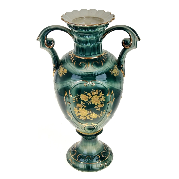 Ваза напольная "Каскад" зелёная