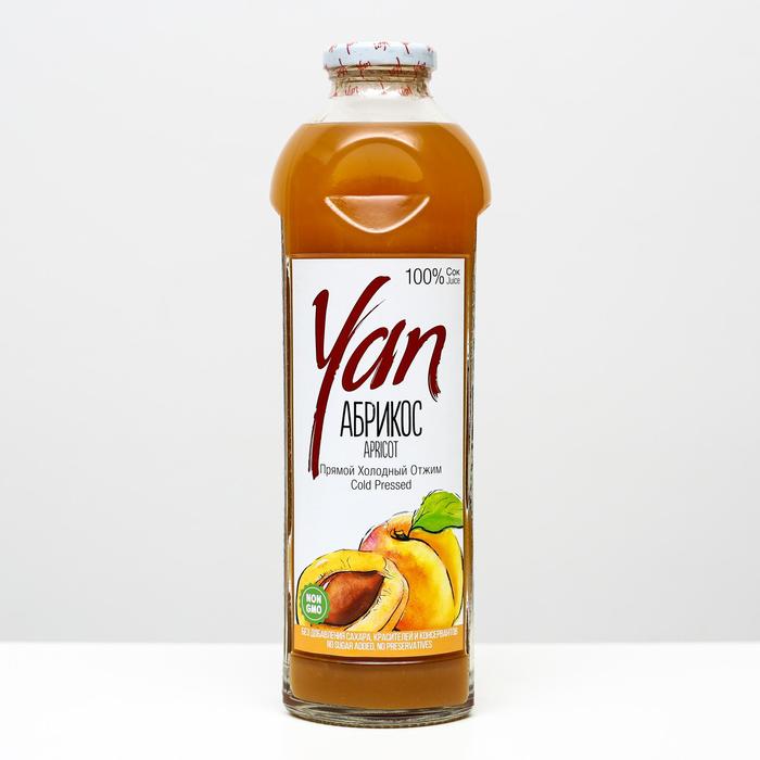 Абрикосово-яблочный сок прямого холодного отжима YAN, 930 мл