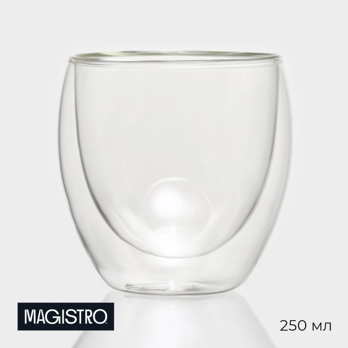 Стакан стеклянный с двойными стенками Magistro «Поль», 250 мл, 8,3×9 см стакан стеклянный с двойными стенками поль дуо 370 мл