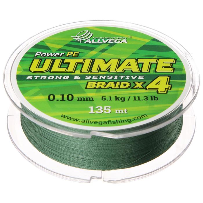 фото Леска плетёная allvega ultimate тёмно-зелёная 0.10, 135 м
