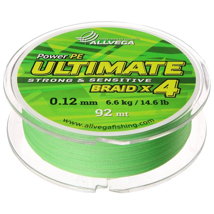Леска плетёная Allvega Ultimate светло-зелёная 0.12, 92 м