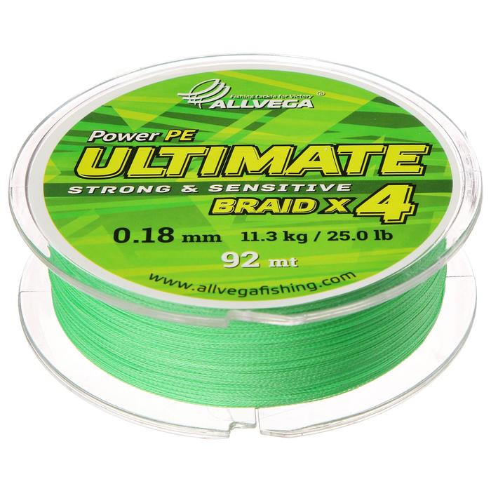 фото Леска плетёная allvega ultimate светло-зелёная 0.18, 92 м