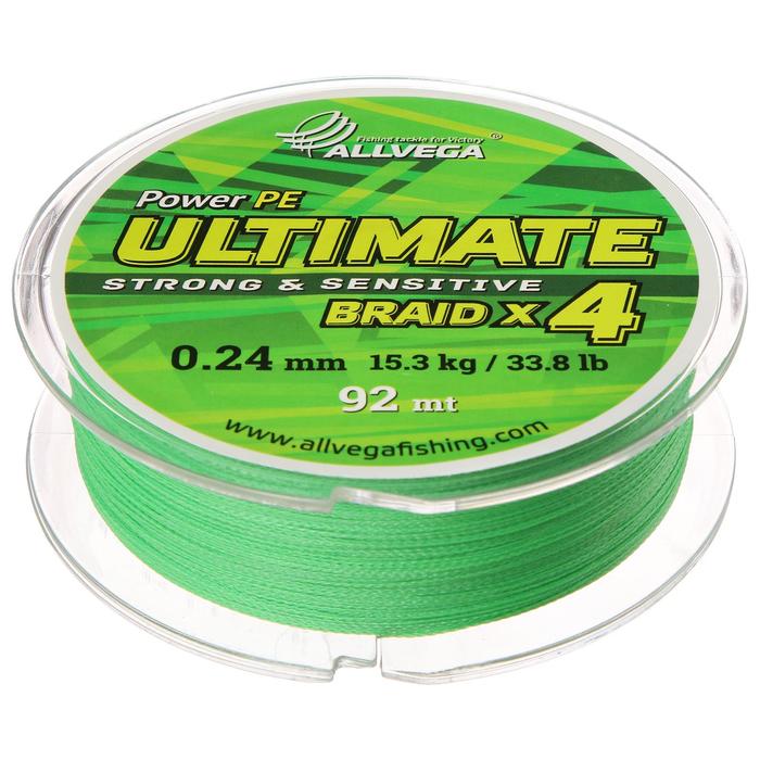 Леска плетёная Allvega Ultimate светло-зелёная 0.24, 92 м
