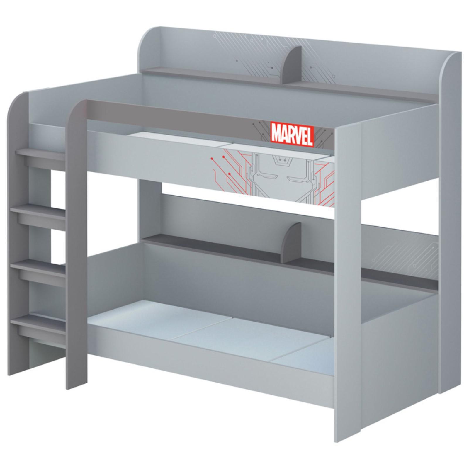 Кровать двухъярусная Polini Kids Marvel 5005 Железный человек серый