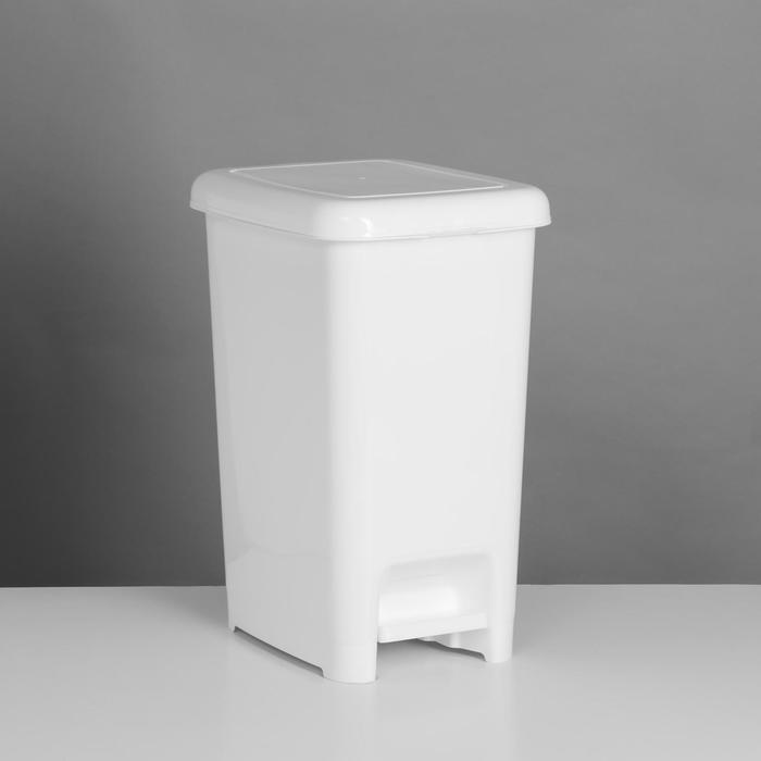 фото Ведро для мусора с педалью ddstyle «слим», 25 л, цвет белый