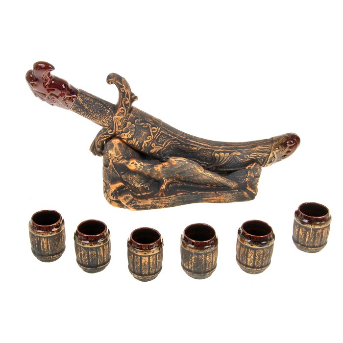 Штоф с рюмками "Меч", бронза, 8 предметов, 0,35 л