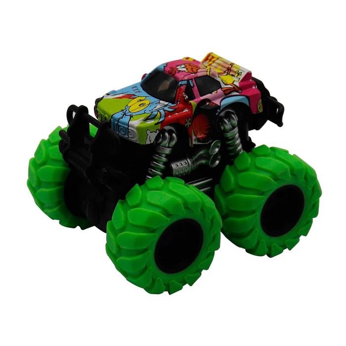 Машинка гоночная 4×4, фрикционная, двойной реверс, зелёные колеса