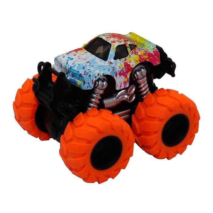 Машинка гоночная 4×4, фрикционная, двойной реверс, оранжевые колеса