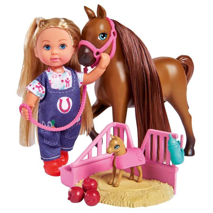 Кукла «Еви» 12 см, набор с беременной лошадкой набор simba еви с беременной лошадкой 12 см 5733487 бежевый