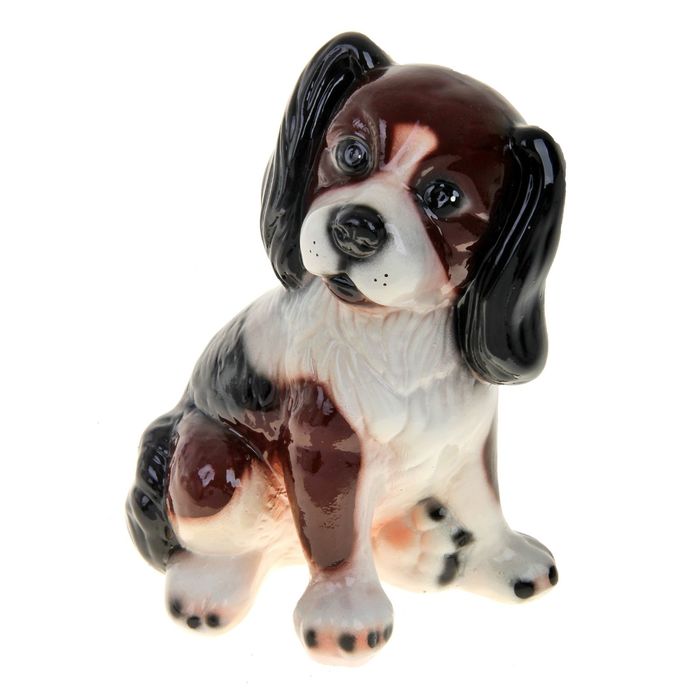 Копилка "Собака Малыш" глянец, бело-коричневая