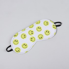 Маска для сна «SMILE», 19,8 × 8,5 см, резинка одинарная, цвет белый/жёлтый