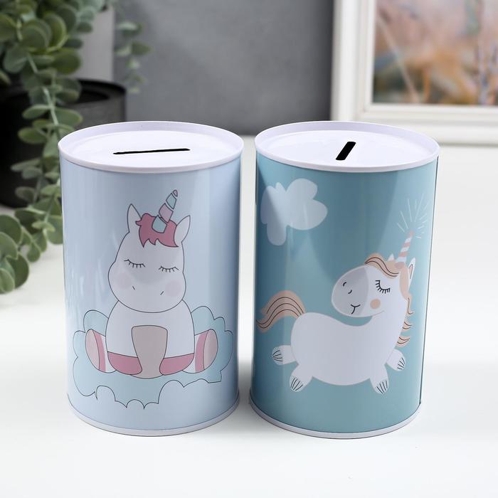 Копилка металл банка "Милашка-единорог" МИКС 12х8х8 см