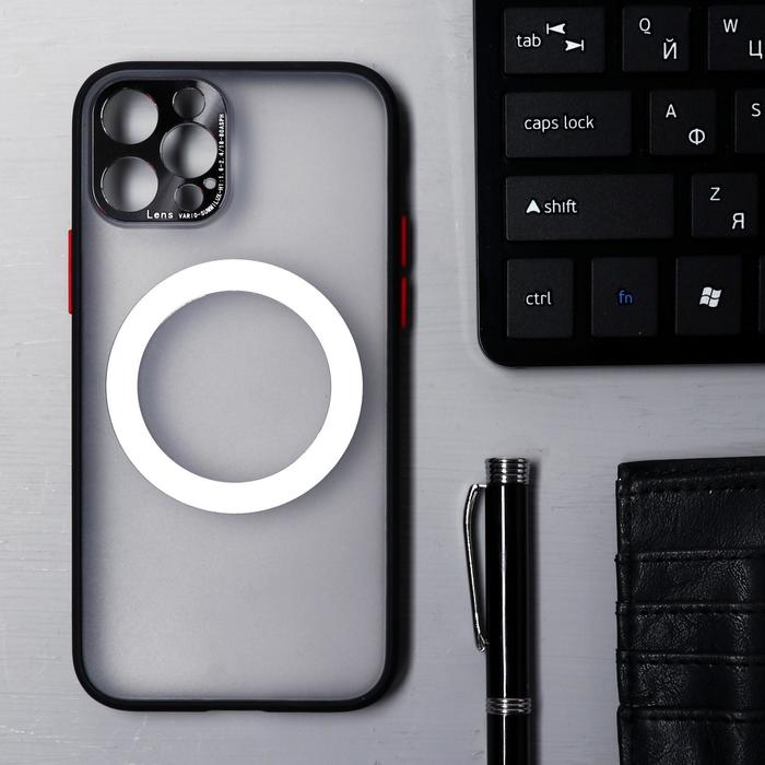 фото Чехол luazon для iphone 12 pro, поддержка mag-safe, с окантовкой, пластиковый, черный luazon home
