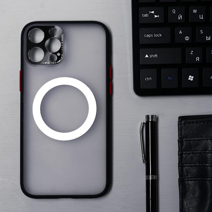 фото Чехол luazon для iphone 12 pro max, поддержка mag-safe, с окантовкой, пластиковый, черный luazon home