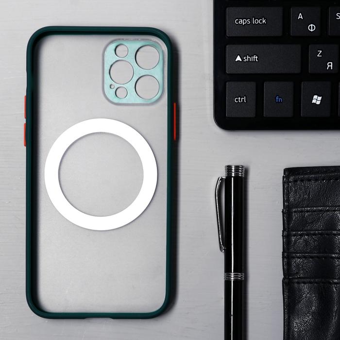 

Чехол LuazON для iPhone 12 Pro, поддержка MagSafe, с окантовкой, пластиковый, зеленый
