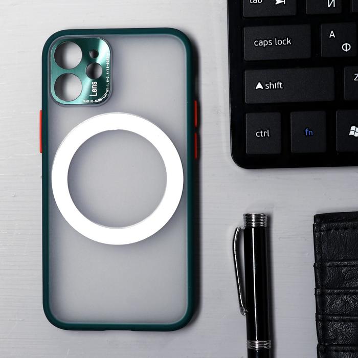 фото Чехол luazon для iphone 12 mini, поддержка mag-safe, с окантовкой, пластиковый, зеленый luazon home