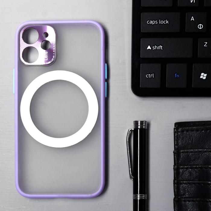 фото Чехол luazon для iphone 12 mini, поддержка mag-safe, с окантовкой, пластиковый, фиолетовый luazon home