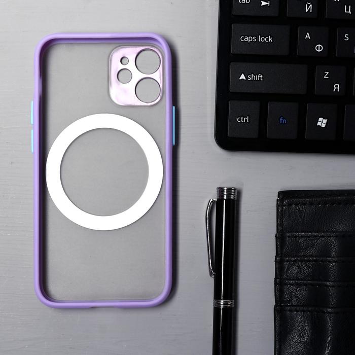

Чехол LuazON для iPhone 12 mini, поддержка MagSafe, с окантовкой, пластиковый, фиолетовый
