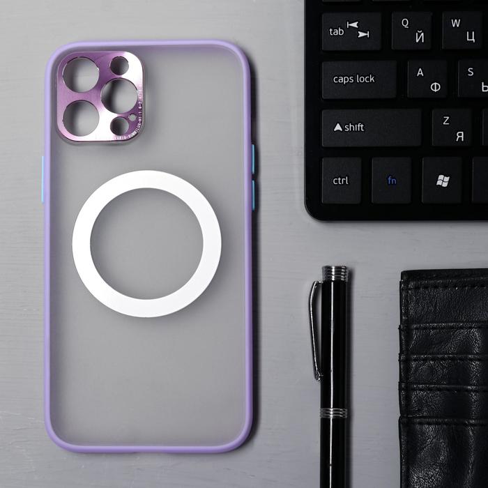 фото Чехол luazon для iphone 12 pro max, поддержка mag-safe, с окантовкой, пластиковый,фиолетовый luazon home