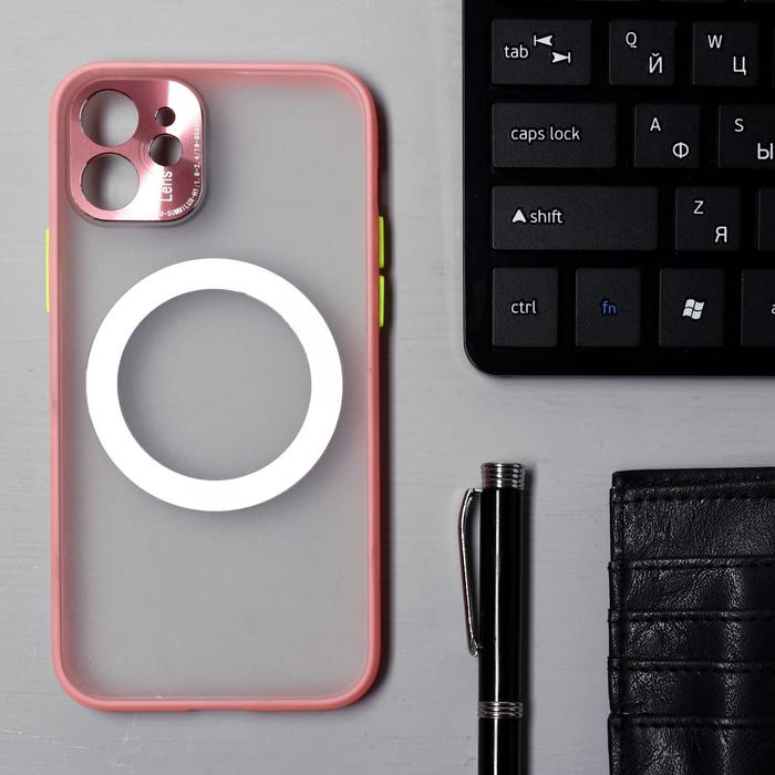 фото Чехол luazon для iphone 12, поддержка mag-safe, с окантовкой, пластиковый, розовый luazon home