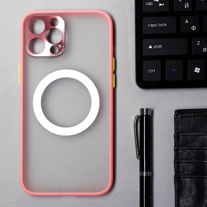 фото Чехол luazon для iphone 12 pro max, поддержка mag-safe, с окантовкой, пластиковый, розовый luazon home