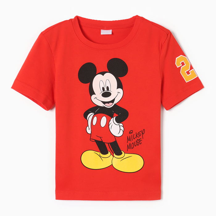 Футболка детская Mickey Микки Мауc, рост 98-104, красный детская футболка джазовый кот 104 красный