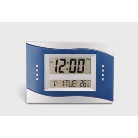 Часы электронные настенные, настольные: будильник, термометр, календарь, 2 ААА, микс Ош