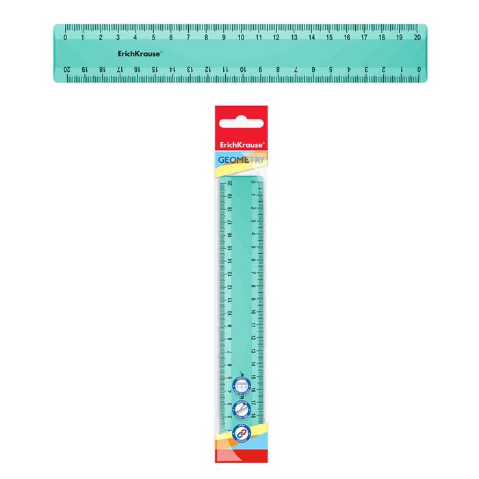 

Линейка 20 см ErichKrause Pastel Mint, в флоупаке, мятный