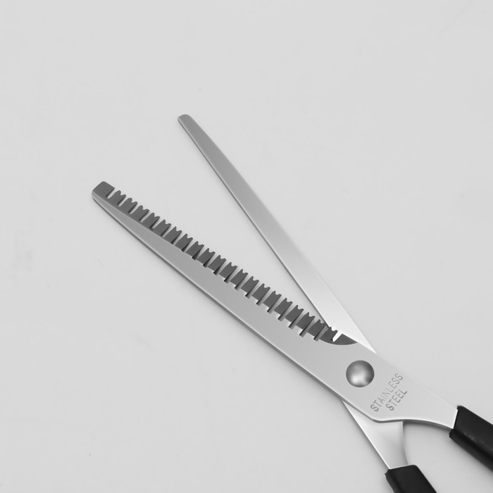 Ножницы филировочные с упором, лезвие — 6,5 см, цвет чёрный