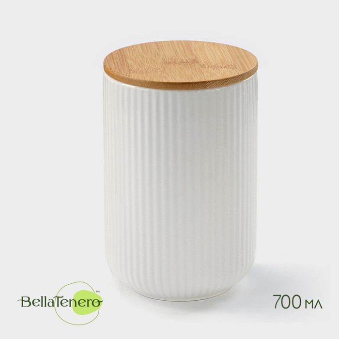 Банка фарфоровая для сыпучих продуктов BellaTenero, 700 мл, d=10,5 см, цвет белый банка фарфоровая для сыпучих продуктов bella tenero эстет листья 300 мл d 9 см