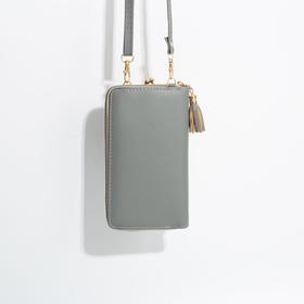 

Сумка женская, отдел на молнии, длинный ремень, цвет серый