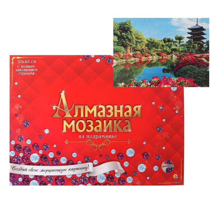 

Алмазная мозаика 30х40 см, с полным заполнением, 27 цв. «Пагода у озера»