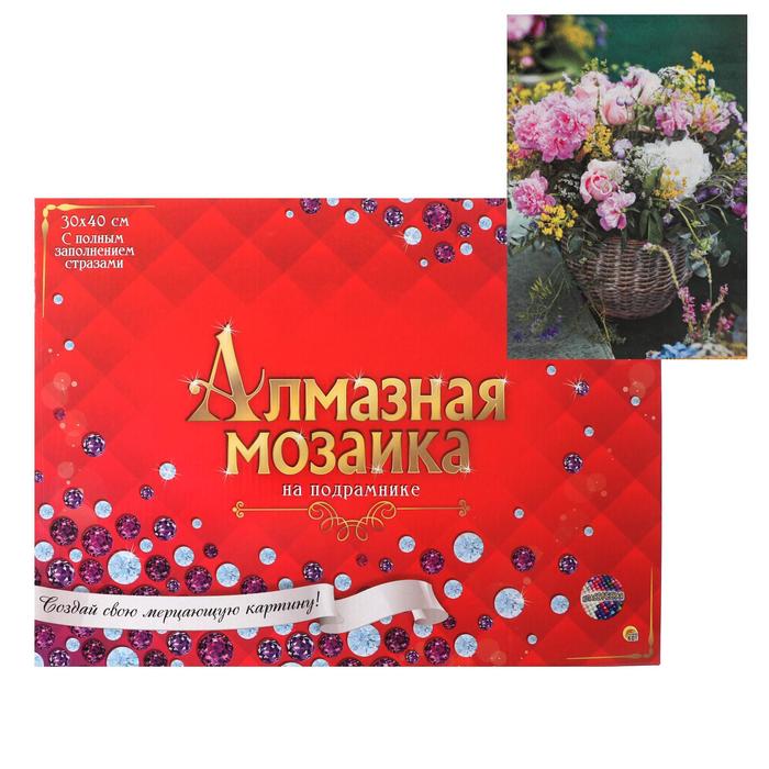 

Алмазная мозаика 30×40 см, полное заполнение, 34 цв «Нежная композиция из цветов»