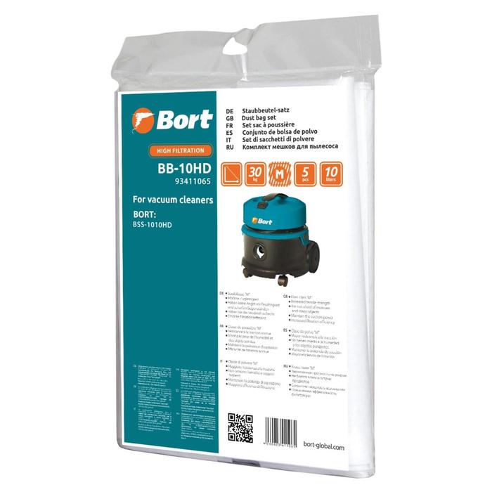 Мешок-пылесборник Bort BB-10HD, для пылесоса Bort BSS-1010HD, 5 шт мешок пылесборник bort bb 10u для пылесоса bort bss 1008 5 шт