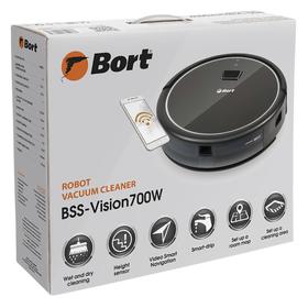 Робот-пылесос Bort BSS-Vision700W, 35 Вт, сухая/влажная уборка, 0.3/0.3 л, чёрный от Сима-ленд