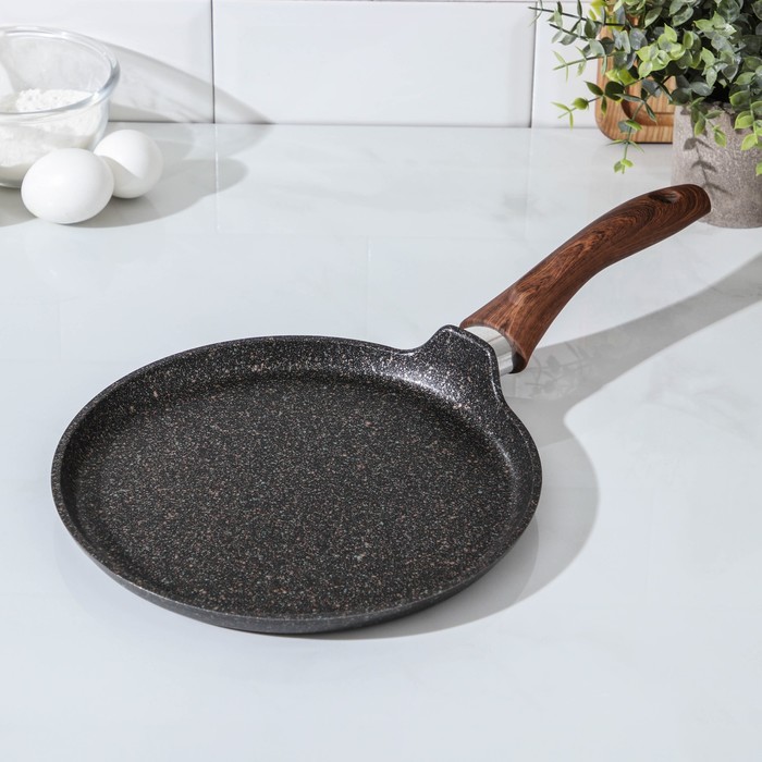 Сковорода блинная Granit Ultra, d=24 см, пластиковая ручка, антипригарное покрытие, цвет чёрный сковорода блинная helper granit 24 см g5224