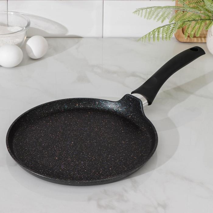 Сковорода блинная Granit Ultra, d=24 см, пластиковая ручка, антипригарное покрытие, цвет чёрный сковорода блинная helper granit 24 см g5224