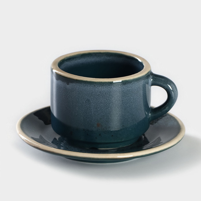 пара кофейная чашка блюдце 230 мл tudor tuc1062 4 Кофейная пара фарфоровая Blu reattivo, чашка 80 мл, блюдце d=6 см