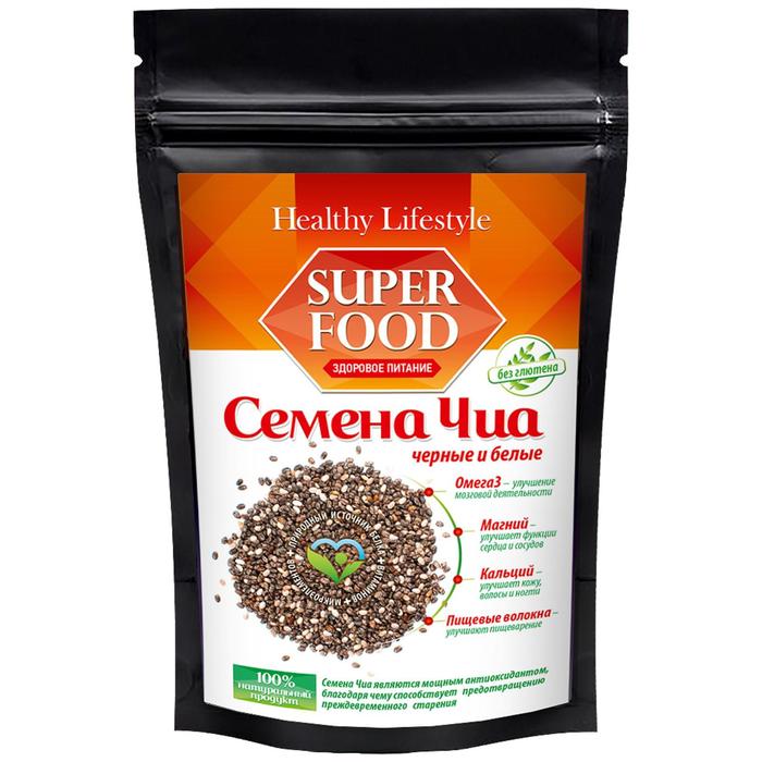 

Семена чиа Healthy Lifestyle чёрные и белые, 150 г