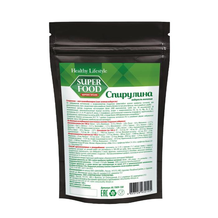 

Спирулина Healthy Lifestyle, водоросль молотая, 100 г