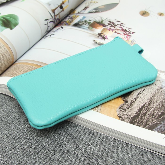 Ключница на молнии, 2 кольца, наружный карман, флотер, цвет бирюзовый