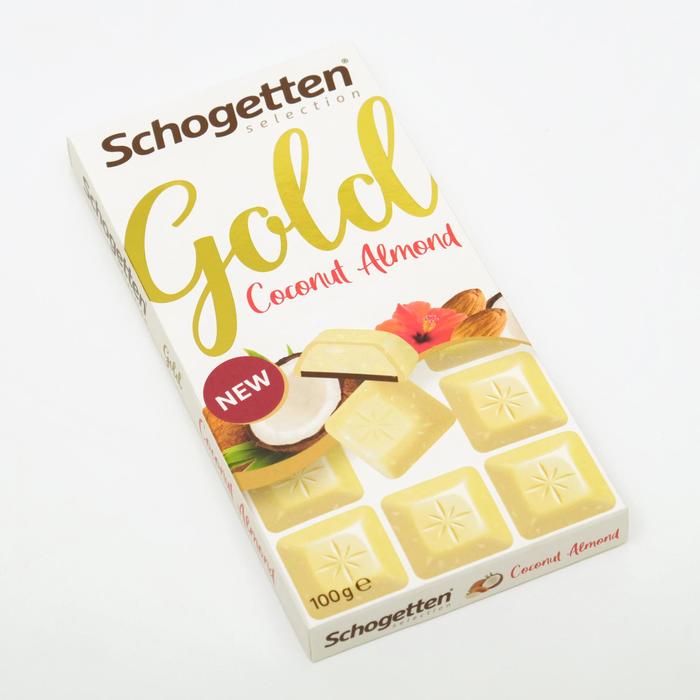 Шоколад белый Schogetten Gold с кокосом и дроблёным миндалём, 100 г