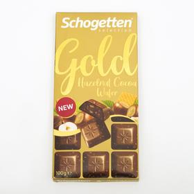 

Шоколад молочный Schogetten Gold с дроблёным фундуком и кусочками вафель, 100 г