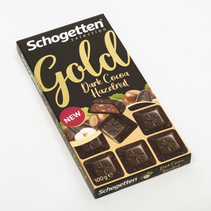 Шоколад темный Schogetten Gold с какао-кремом и дроблёным фундуком, 100 г