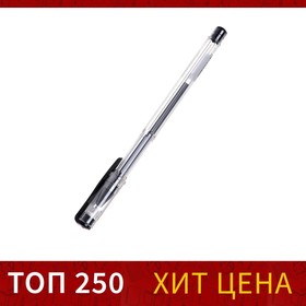 Ручка гелевая 0,5 мм, черная, корпус прозрачный