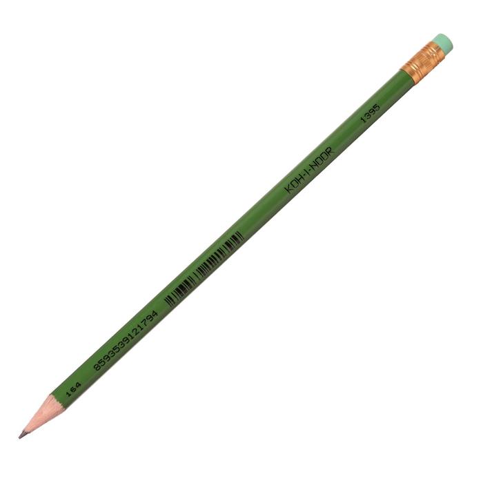 

Карандаш чернографитный Koh-I-Noor 1395 HB, корпус зеленый, с ластиком